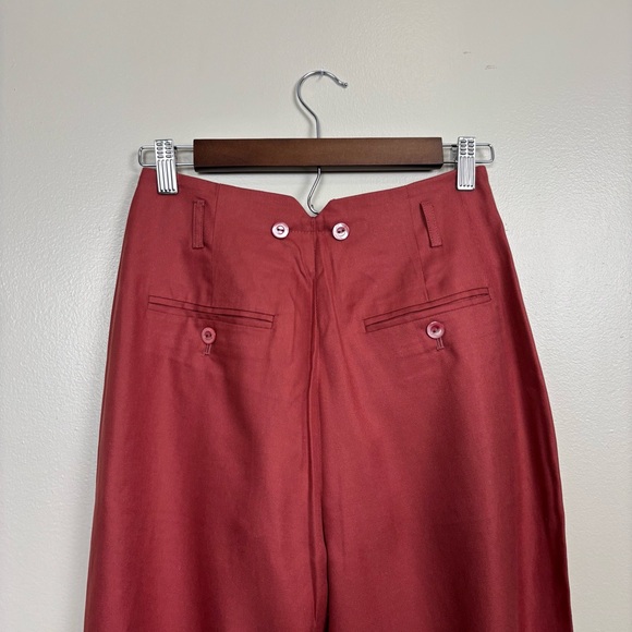 J. Peterman Pant Womens 4 Copper Red Silk Glamour Pleated High Waist Trousers - Picture 6 of 8